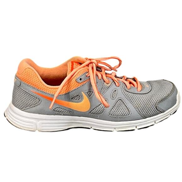 Nike Revolution 2 Gray Orange Athletic Running Sneaker Women 8 - Picture 2 of 10